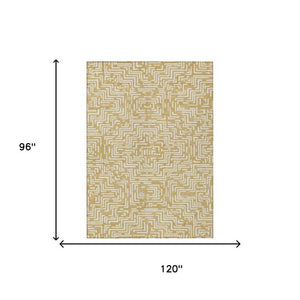 8x10 Gold Brown Geometric Polyester Area Rug Washable Stain Resistant Indoor Outdoor