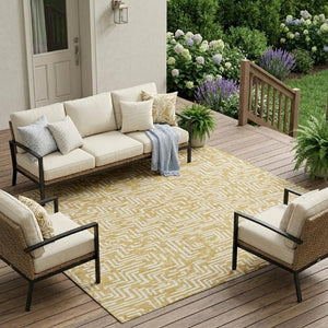 9 Foot Geometric Polyester Area Rug Stain Resistant Washable for Patio or Living Room