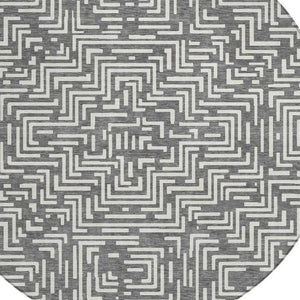 8 Ft Round Geometric Polyester Rug Washable Stain Resistant Indoor Outdoor Gray