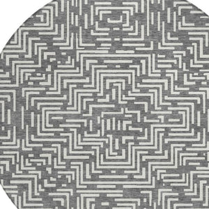 8 Ft Round Geometric Polyester Rug Washable Stain Resistant Indoor Outdoor Gray