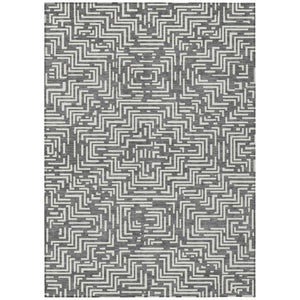 HomeRoots 9 X 12 Geometric Polyester Area Rug Washable Indoor Outdoor for Patio and Living Room 735656