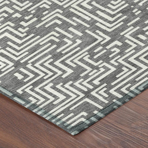 9 X 12 Geometric Polyester Area Rug Washable Indoor Outdoor for Patio and Living Room