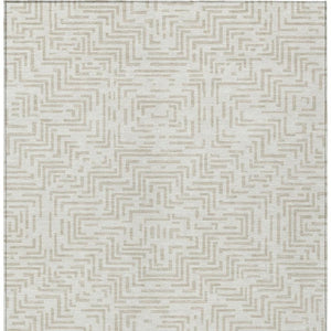 5 X 8 Ivory Sky Blue Geometric Polyester Area Rug Washable Stain Resistant Indoor Outdoor