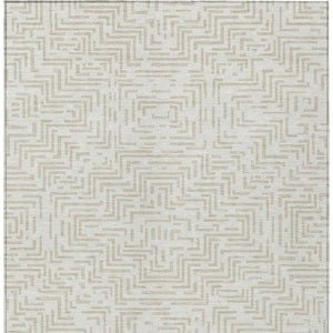 5 X 8 Ivory Sky Blue Geometric Polyester Area Rug Washable Stain Resistant Indoor Outdoor