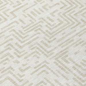 5 X 8 Ivory Sky Blue Geometric Polyester Area Rug Washable Stain Resistant Indoor Outdoor
