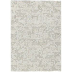 HomeRoots 8 X 10 Ivory Blue Geometric Polyester Area Rug Washable Stain Resistant Indoor Outdoor 735661