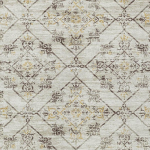 9x12 Geometric Beige Blue Polyester Area Rug Washable Stain Resistant Indoor Outdoor Use