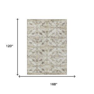 10 X 14 Geometric Polyester Area Rug Washable for Indoor Outdoor Spaces