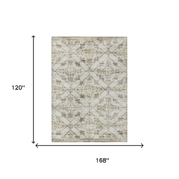 10 X 14 Geometric Polyester Area Rug Washable for Indoor Outdoor Spaces