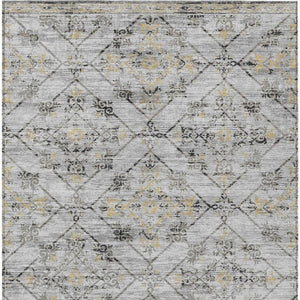 5x8 Geometric Polyester Area Rug Stain Resistant Indoor Outdoor Silver Ivory