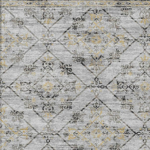 5x8 Geometric Polyester Area Rug Stain Resistant Indoor Outdoor Silver Ivory