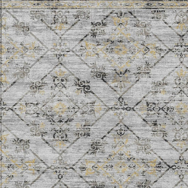 5x8 Geometric Polyester Area Rug Stain Resistant Indoor Outdoor Silver Ivory