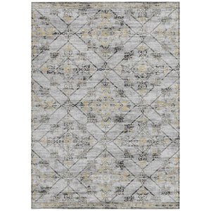 10 Ft X 14 Ft Geometric Polyester Area Rug Stain Resistant Indoor Outdoor Silver Ivory