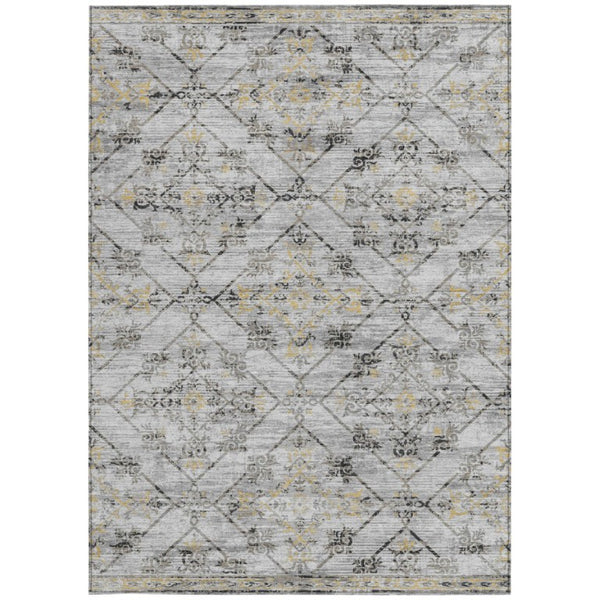 10 Ft X 14 Ft Geometric Polyester Area Rug Stain Resistant Indoor Outdoor Silver Ivory