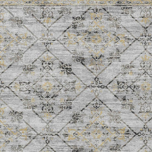 10 Ft X 14 Ft Geometric Polyester Area Rug Stain Resistant Indoor Outdoor Silver Ivory