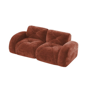 English Elm 2-seater Tufted Velvet Cloud Sofa Frameless High Density Foam Retro Luxe Living Room Red W714P387019