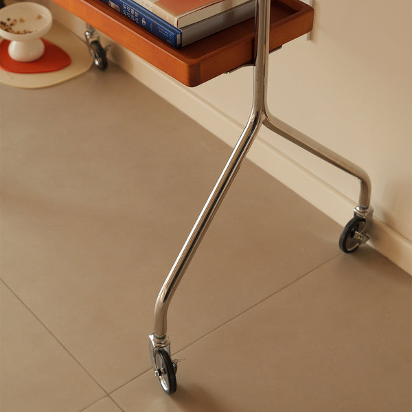 English Elm Walk 360° Movable TV Stand Antique Finish with Metal & Wood Shelves, Fits 43–70" TVs, 200lb Load Black Brown W3318P305324