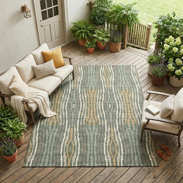 8 X 10 Abstract Polyester Area Rug Washable Stain Resistant Indoor Outdoor Living