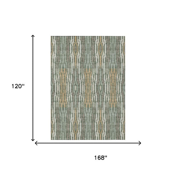 10 X 14 Abstract Polyester Area Rug Washable Indoor Outdoor Design for Patio
