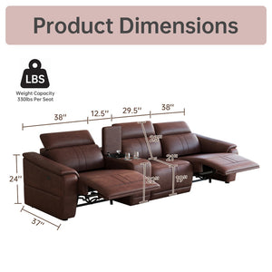 English Elm Power Reclining Sectional Sofa Faux Leather 3 Seat with Usb Ports and Storage W3795S00011