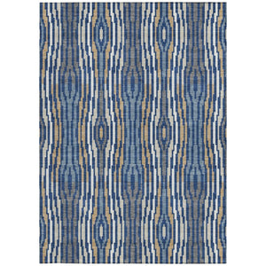 5x8 Abstract Blue Polyester Area Rug Washable Stain Resistant Indoor Outdoor Patio