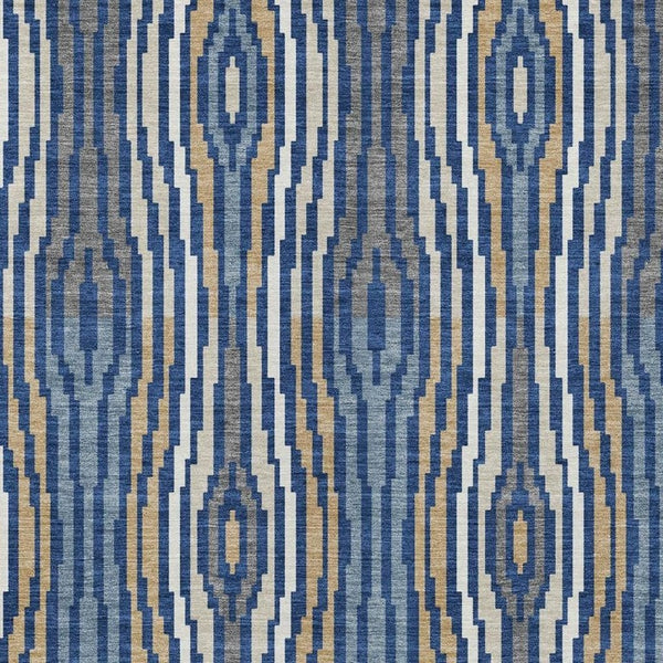 5x8 Abstract Blue Polyester Area Rug Washable Stain Resistant Indoor Outdoor Patio