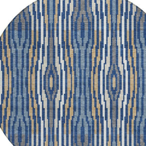 8 Ft Round Abstract Polyester Area Rug Washable Indoor Outdoor for Patio or Kitchen