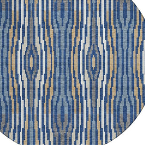 8 Ft Round Abstract Polyester Area Rug Washable Indoor Outdoor for Patio or Kitchen
