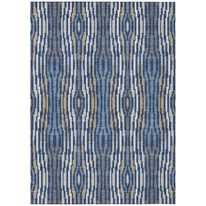 HomeRoots 8 X 10 Abstract Blue Washable Polyester Area Rug for Indoor Outdoor Living Spaces 735727