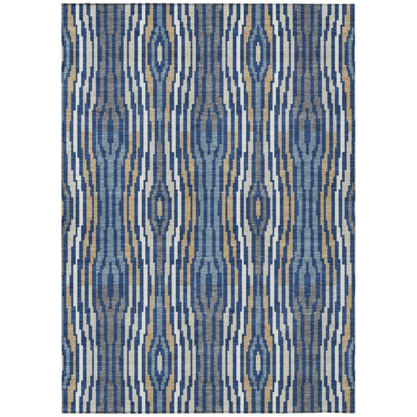 HomeRoots 8 X 10 Abstract Blue Washable Polyester Area Rug for Indoor Outdoor Living Spaces 735727