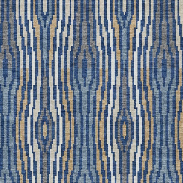 8 X 10 Abstract Blue Washable Polyester Area Rug for Indoor Outdoor Living Spaces