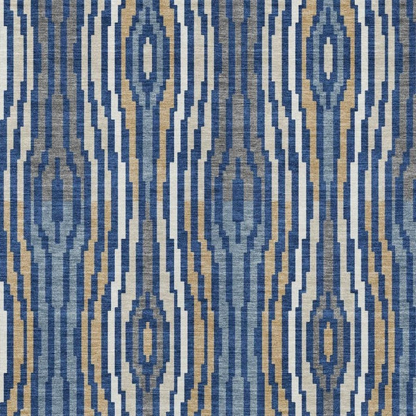 8 X 10 Abstract Blue Washable Polyester Area Rug for Indoor Outdoor Living Spaces