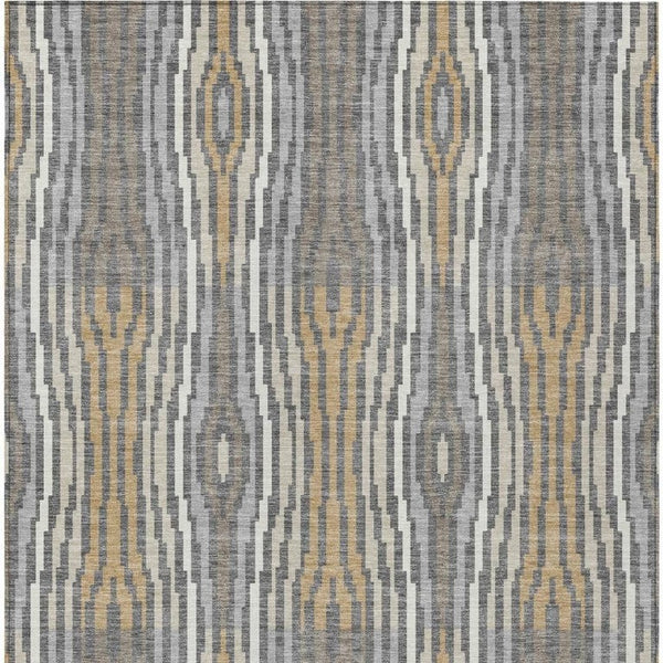 9 X 12 Abstract Gray Ivory Polyester Area Rug Washable for Indoor Outdoor Use
