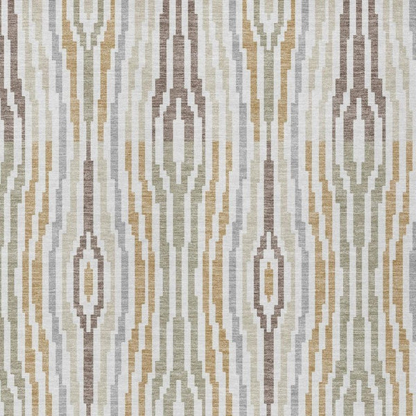 9x12 Ivory Brown Abstract Polyester Area Rug Washable for Indoor Outdoor Use