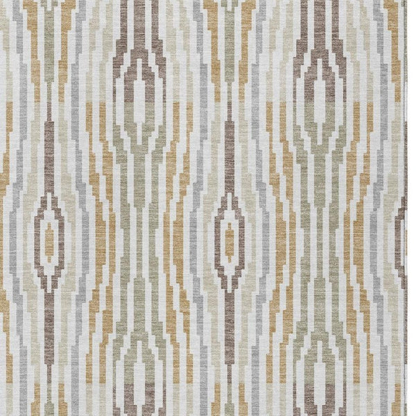 9x12 Ivory Brown Abstract Polyester Area Rug Washable for Indoor Outdoor Use