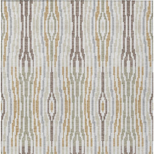 9x12 Ivory Brown Abstract Polyester Area Rug Washable for Indoor Outdoor Use