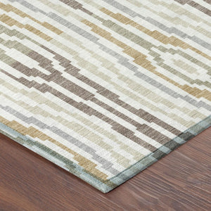9x12 Ivory Brown Abstract Polyester Area Rug Washable for Indoor Outdoor Use