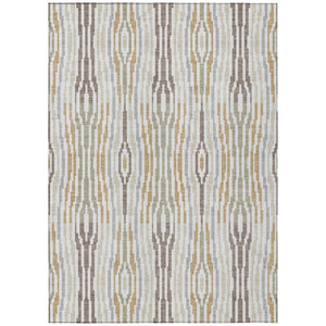 HomeRoots 10 X 14 Abstract Ivory Brown Polyester Area Rug Washable for Indoor Outdoor Use 735747