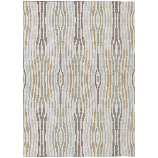 HomeRoots 10 X 14 Abstract Ivory Brown Polyester Area Rug Washable for Indoor Outdoor Use 735747