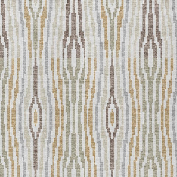 10 X 14 Abstract Ivory Brown Polyester Area Rug Washable for Indoor Outdoor Use