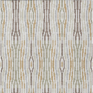 10 X 14 Abstract Ivory Brown Polyester Area Rug Washable for Indoor Outdoor Use
