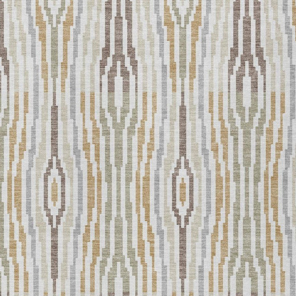 10 X 14 Abstract Ivory Brown Polyester Area Rug Washable for Indoor Outdoor Use