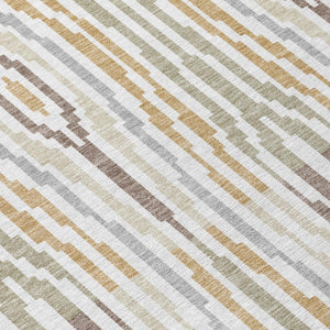 10 X 14 Abstract Ivory Brown Polyester Area Rug Washable for Indoor Outdoor Use