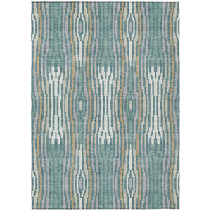 HomeRoots 8x10 Teal Aqua Abstract Polyester Area Rug Washable Stain Resistant Indoor Outdoor 735751