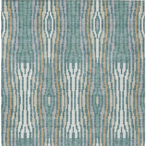 8x10 Teal Aqua Abstract Polyester Area Rug Washable Stain Resistant Indoor Outdoor