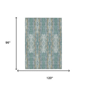 8x10 Teal Aqua Abstract Polyester Area Rug Washable Stain Resistant Indoor Outdoor