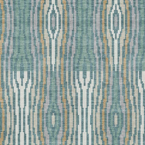 9x12 Teal Aqua Abstract Polyester Area Rug Washable Stain Resistant Indoor Outdoor Use