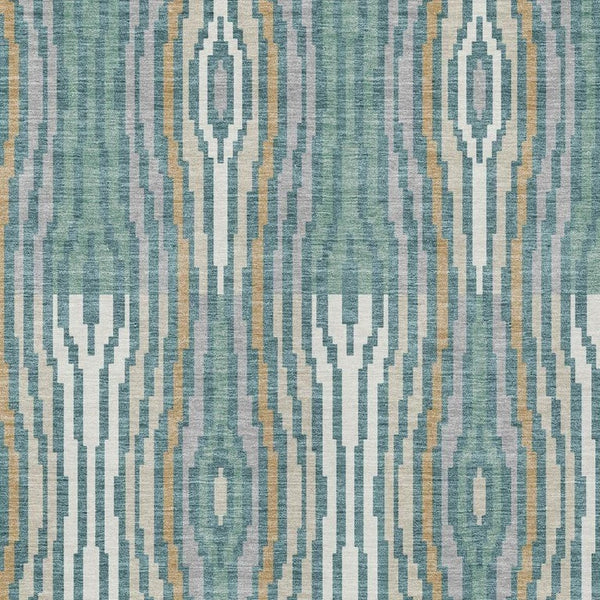 9x12 Teal Aqua Abstract Polyester Area Rug Washable Stain Resistant Indoor Outdoor Use