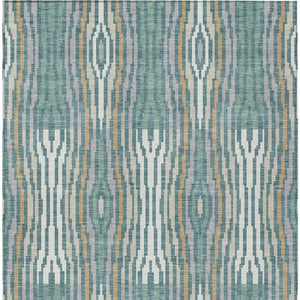 9x12 Teal Aqua Abstract Polyester Area Rug Washable Stain Resistant Indoor Outdoor Use