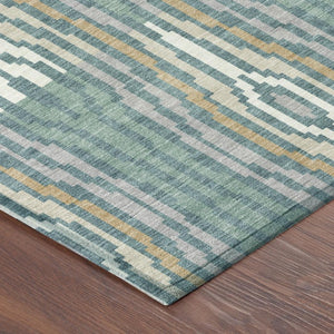 9x12 Teal Aqua Abstract Polyester Area Rug Washable Stain Resistant Indoor Outdoor Use